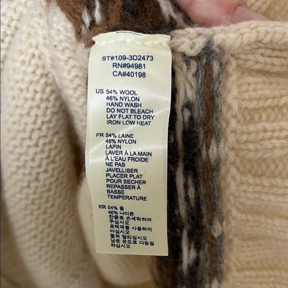 Heritage 1981 Cream and Brown Knit wool blend Cardigan women’s size M - Picture 5 of 5